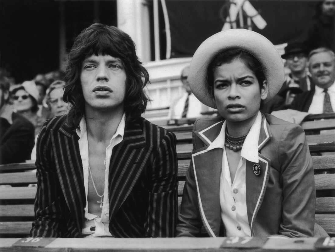 Mick Jagger and Bianca Jagger watch the final cricket test between England and Australia at the Oval.
