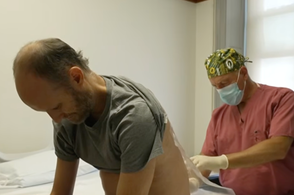 Jeff during his experimental treatment for ALS. / Credit: CBS News