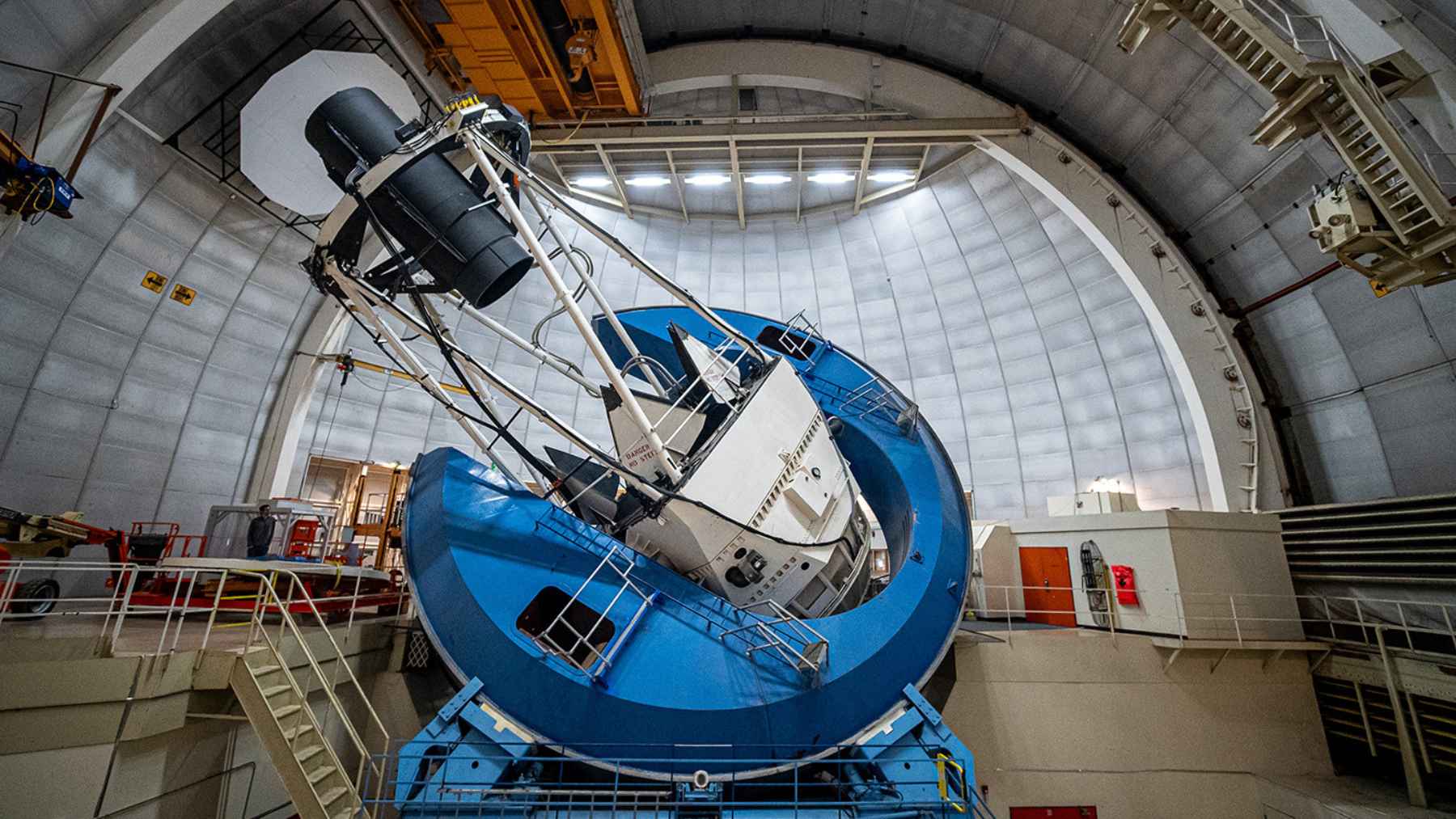 A large telescope inside the observatory as scientists study dark energy and the future expansion of the universe.