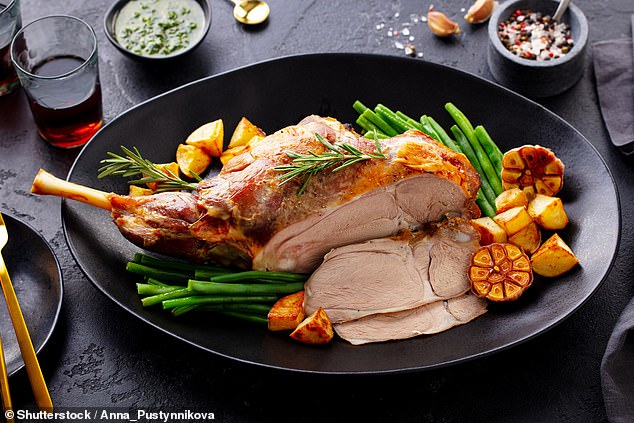 With Easter only a few days away, many Brits will be stocking up for Sunday roasts. But if you have lamb on the menu, a new study suggests it could be eating you up (stock photo)