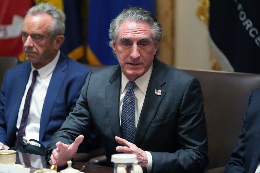 Interior Secretary Doug Burgum speaks during a Cabinet meeting at the White House on March 26.